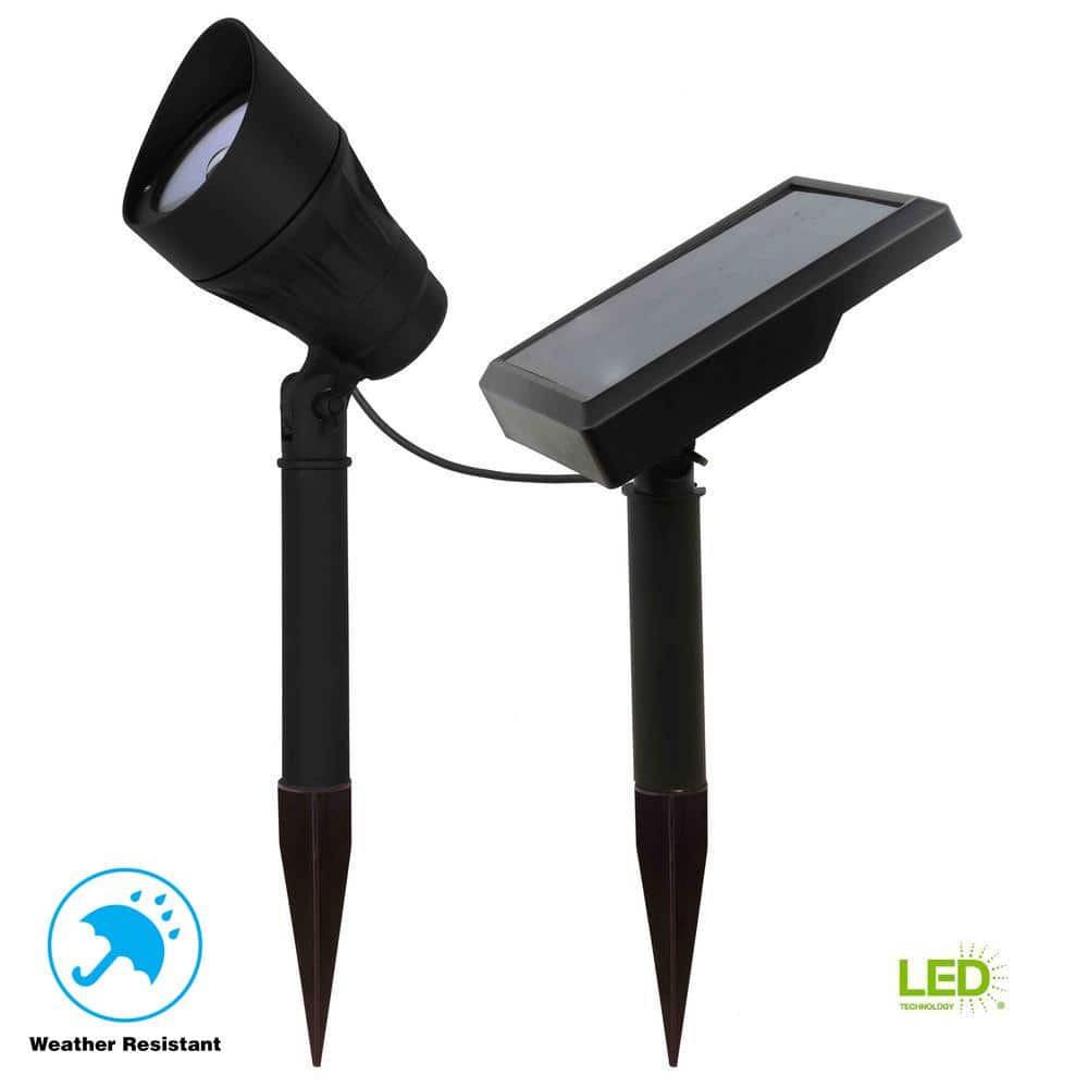 Hampton Bay Solar Black Outdoor Integrated LED 3000K 40Lumens Warm