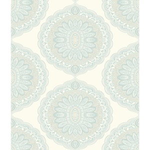 Bolinas Aquamarine Medallion Paper Strippable Roll (Covers 56.4 sq. ft.)