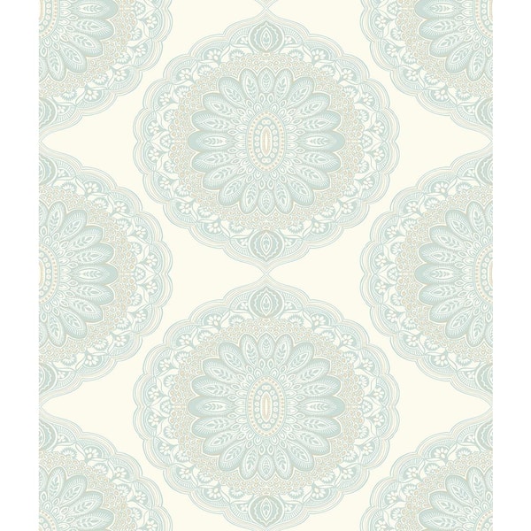 Bolinas Aquamarine Medallion Paper Strippable Roll (Covers 56.4 sq. ft.)