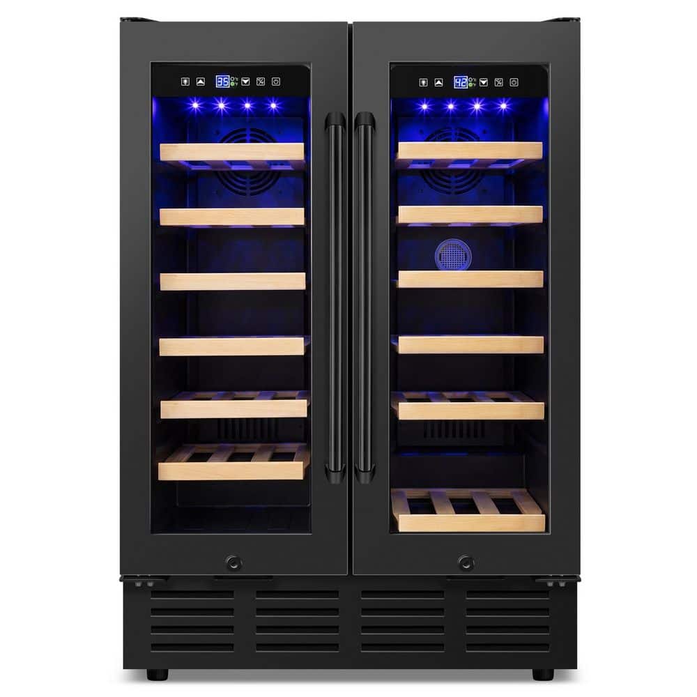 23.5 in. Dual Open Built-in/Freestanding Outdoor Beverage Center with Adjustable Temperature and Lighting in Black