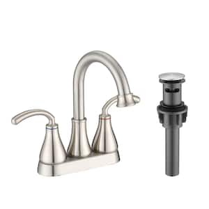Cortney 4 in. Centerset Double Handle High-Arc Bathroom Faucet Combo Kit with Pop-up Drain Assembly in Brushed Nickel