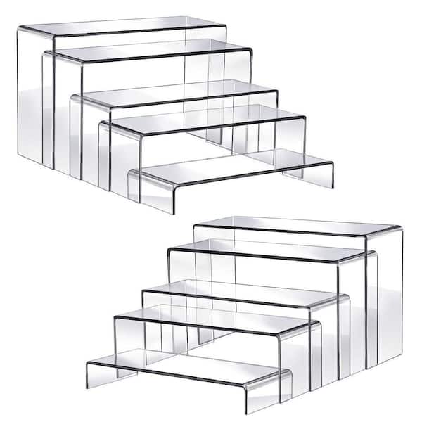 5-Tier Clear Transparent Acrylic Cake Stand with Display Risers for Cupcakes, Jewelry, Toys, Perfume, 10-Pieces