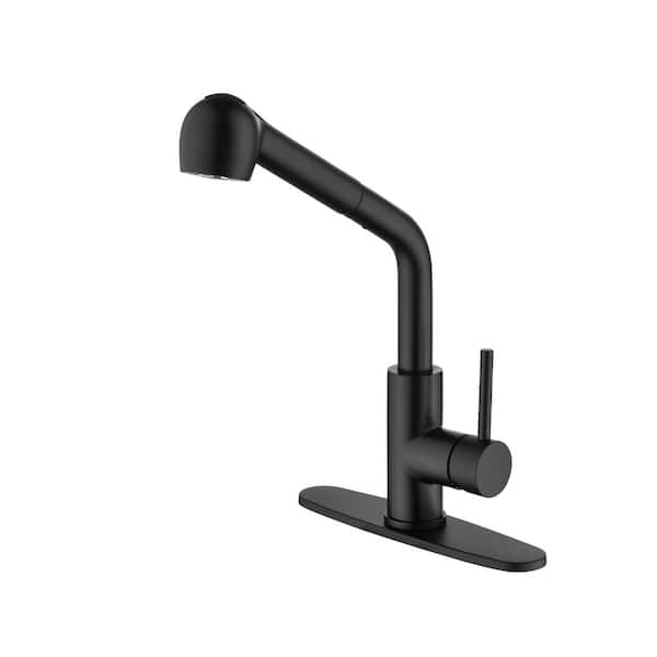 Tahanbath Single Handle Kitchen Sink Faucet with Pull Out Sprayer in Matte Black