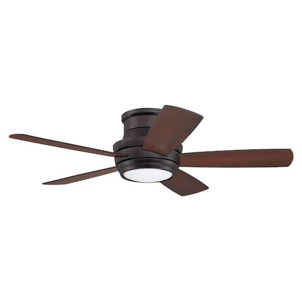 44 in. Oiled Bronze, Oiled Bronze/Walnut Blades Flush Mount Standard Ceiling Fan w/ Integrated LED and Controls Included