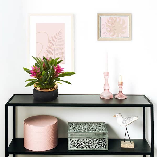 Nearly Natural 11 in. Bromeliad Artificial Plant in Stoneware Planter