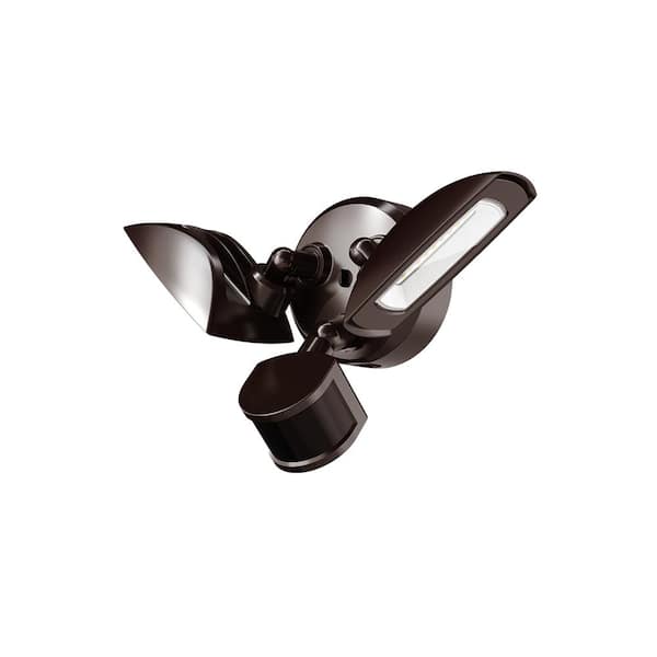 30-Watt Bronze Outdoor Integrated LED Twin Head Motion-Activated Flood Light, 3000 Lumens