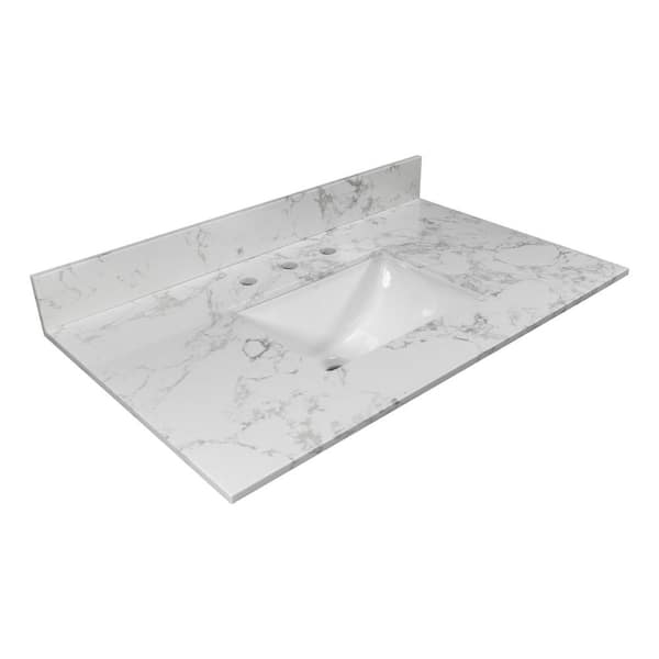 grossag 31 in. W x 22 in. D Engineered Stone Composite White Rectangular Single Sink Bathroom Vanity Top in Gray
