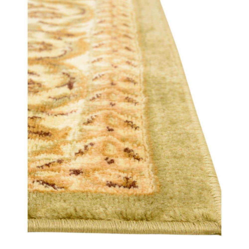 Elegant Green Rectangular Indoor Rug - Stain-Resistant Synthetic 5' x 8'