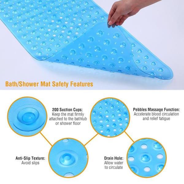 Gorilla Grip Anti-skid Bath Mats With Suction Cups And Drain Holes  (charcoal Grey)