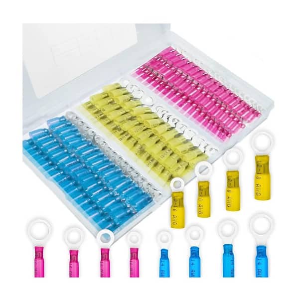180PCS Marine/Auto Ring Terminals Kit with Heat Shrink for 10-22 AWG Wires