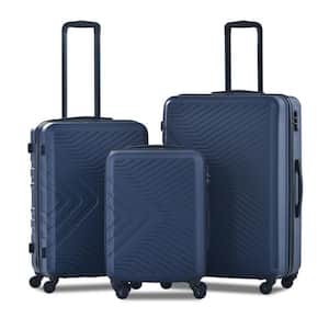 Lightweight Durable Hardside 4-Wheel Spinner Travel Suitcase Bags, Navy Blue, 3-Piece Set (20", 24", & 28"), TSA Lock