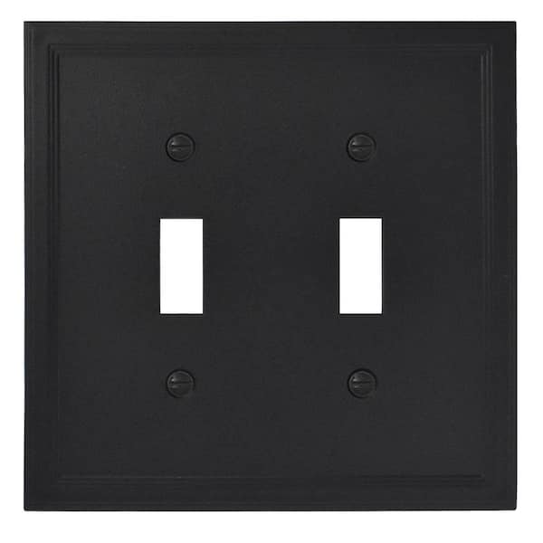 Questech Black Satin 2-Gang Toggle Cornice Wall Plate
