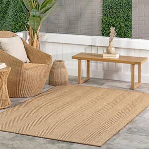 Emerie Solid Casual Natural 8 ft. x 10 ft. Indoor/Outdoor Area Rug
