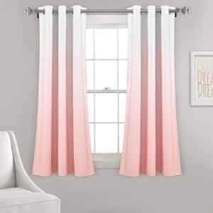 Blush Mia Ombre Insulated Grommet Blackout Room Darkening Curtain 38 in. W x 63 in. L (Set of 2)