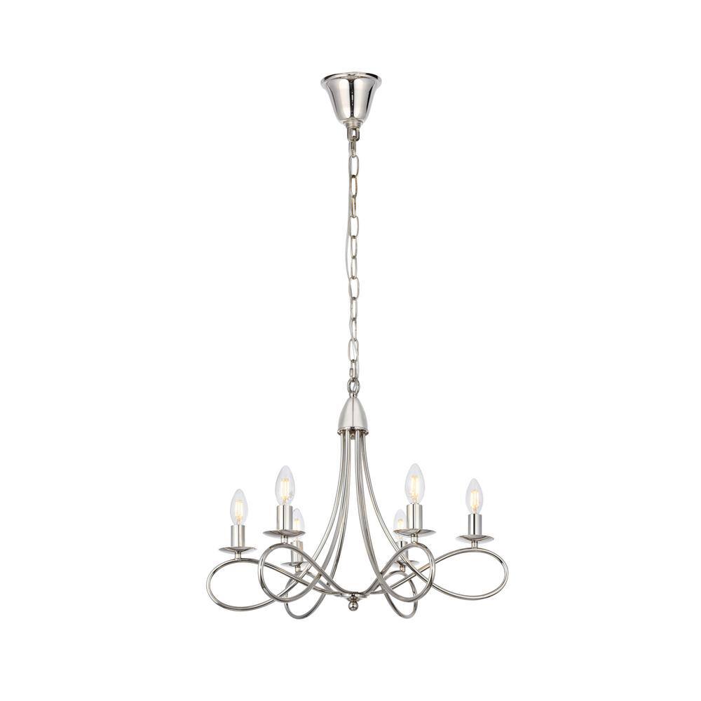 Lyndon Polished Nickel 6-Light Pendant Chandelier