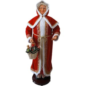 58 in. Dancing Mrs.Claus with Hooded Cloak and Basket,Standing Decor, Motion-Activated Christmas Animatronic