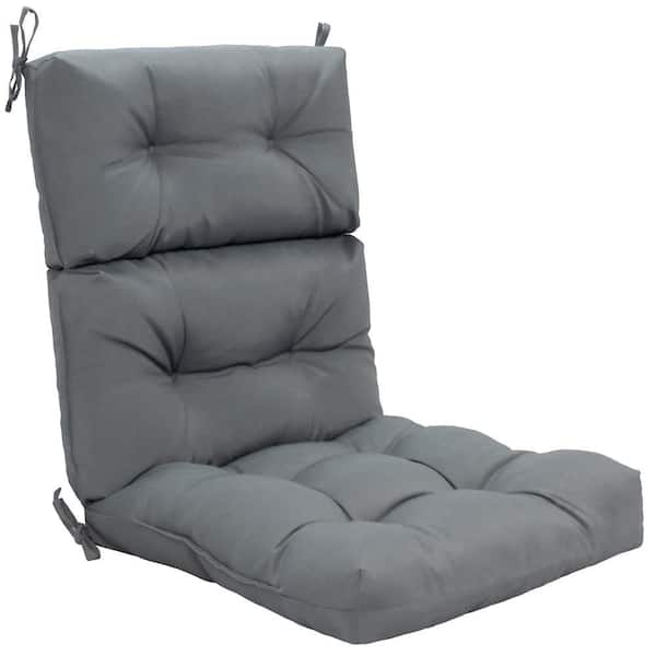 22 in. x 25.5 in. Outdoor Back Chair Cushion Tufted Pillow Patio Seating Pad Gray