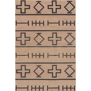 Easy-Jute Machine Washable Melony Tribal Natural 5 ft. x 8 ft. Area Rug