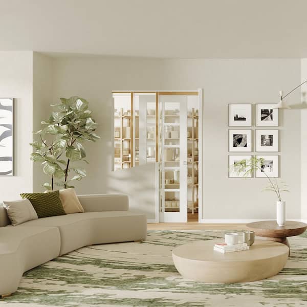 TENONER 32 in. x 80 in. 10 Lite Clear Glass White Primed Pine Wood