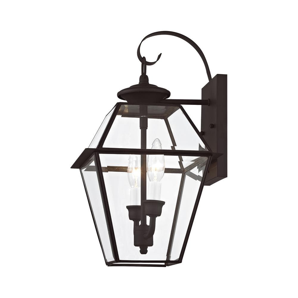 Charleston Elegance Bronze Outdoor Wall Lantern with Clear Beveled Glass