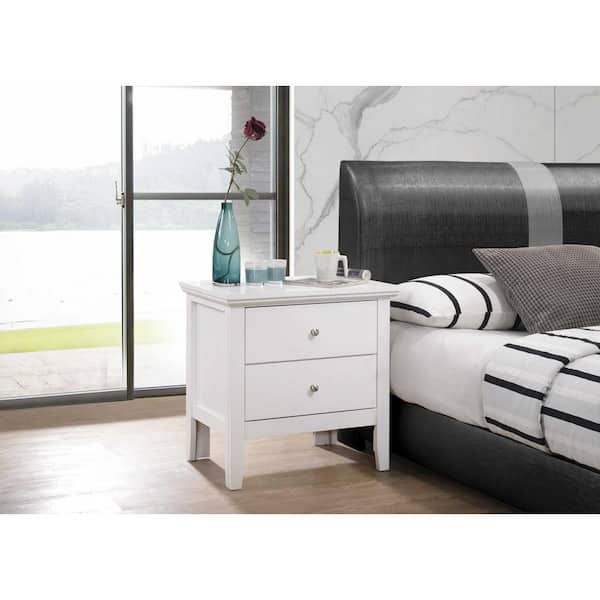 AndMakers Primo 2-Drawer White Nightstand (24 in. H x 19 in. W x 15.5 in. D)