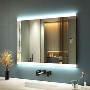 36 in. W x 28 in. H Large Rectangular Frameless Anti-Fog Sensor Wall Mount Bathroom Vanity Mirror in Silver