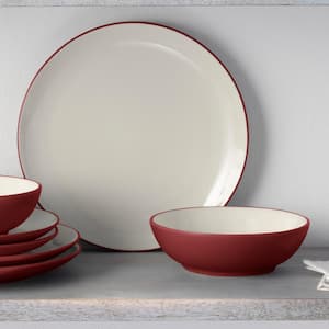 Colorwave Raspberry 10.5 in. (Cherry) Stoneware Coupe Dinner Plates, (Set of 4)