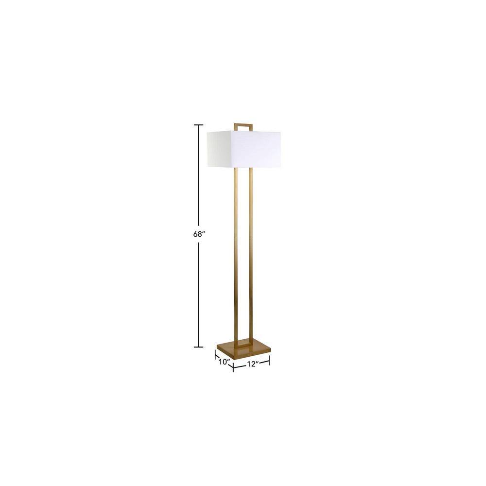 Arcadian 68" Brass Floor Lamp with Rectangular Shade