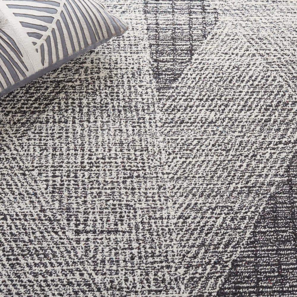 Ivory and Charcoal Wool Handmade Tufted Runner Rug, 2'-3" x 8'