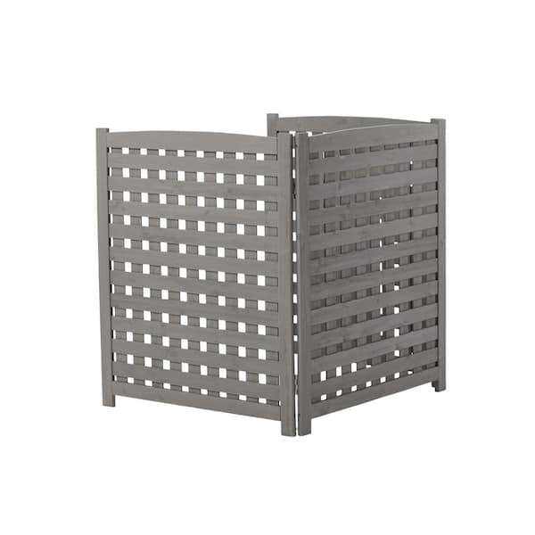 3-Panel 32 ft. x 38 ft. Privacy Fence Screen Gray Lattice Wood for Outdoor Air Conditioner