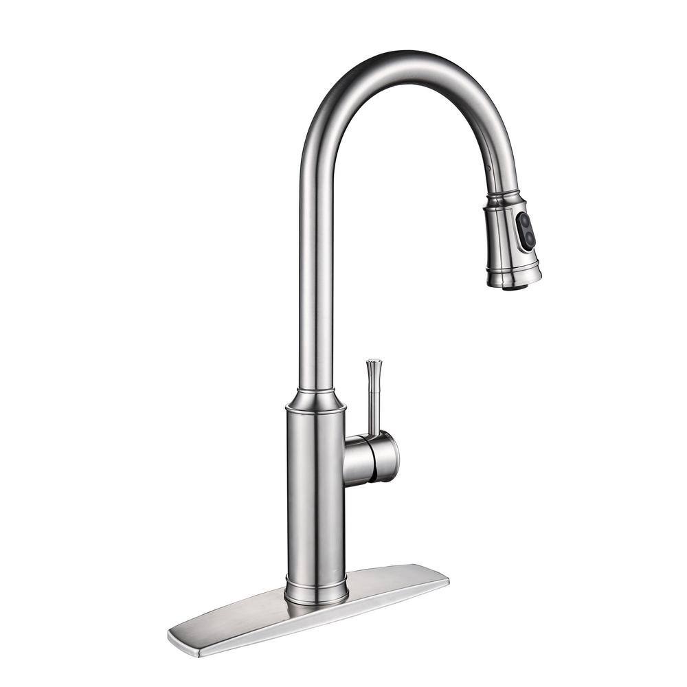 Single Handle Pull Down Sprayer Kitchen Faucet with High Arc Gooseneck Desi