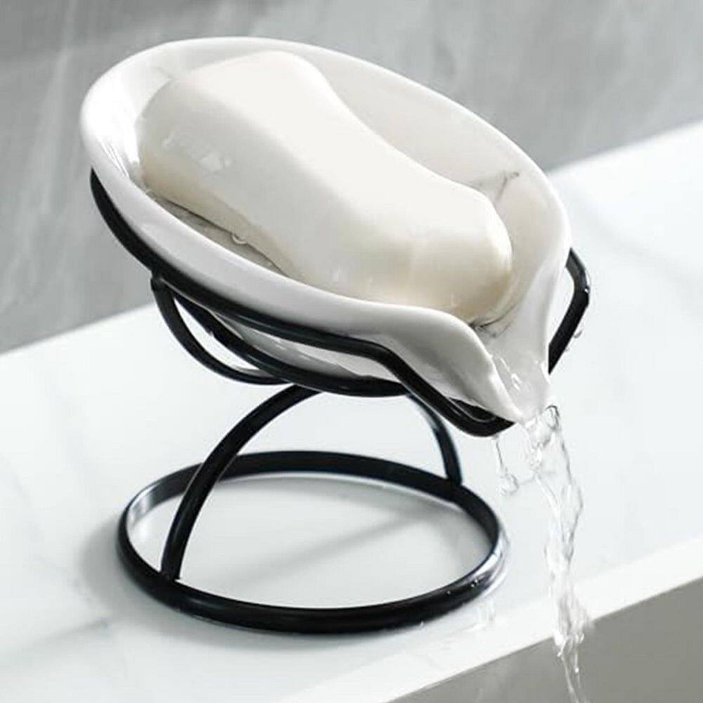 Numhew Soap Dish, Leaf Shape Ceramic Soap Holder with SelfDraining — free download