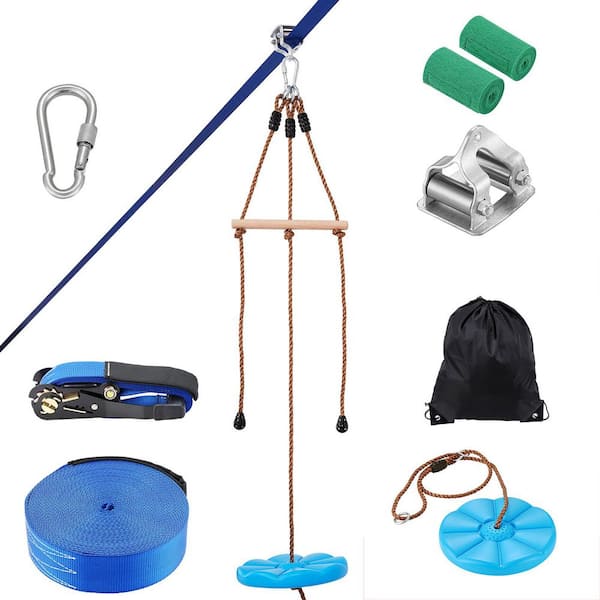 SKYSHALO Zipline Kit for Kids and Adult, 52 ft. Zip Line Kits Up to 500 lb. Backyard Outdoor Quick Setup Zipline