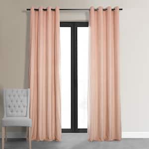 Signature Rosey Dawn Grey Pink 50 in. W x 108 in. L (1 Panel) Grommet Blackout Velvet Curtain