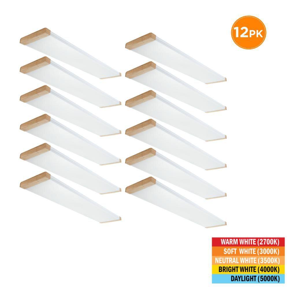 12-Pack 46 in. x 10 in. LED Flush Mount Ceiling Light Fixture Oak Design End Caps Low Profile 2700K-5000K 5500 Lumens price history on PriceWatchPro