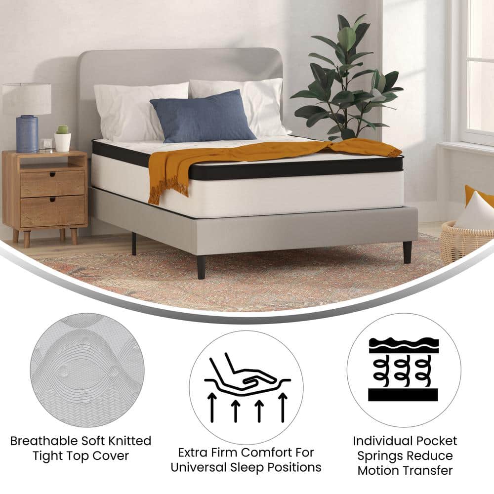 Full 12" Black and White Innerspring Adjustable Mattress