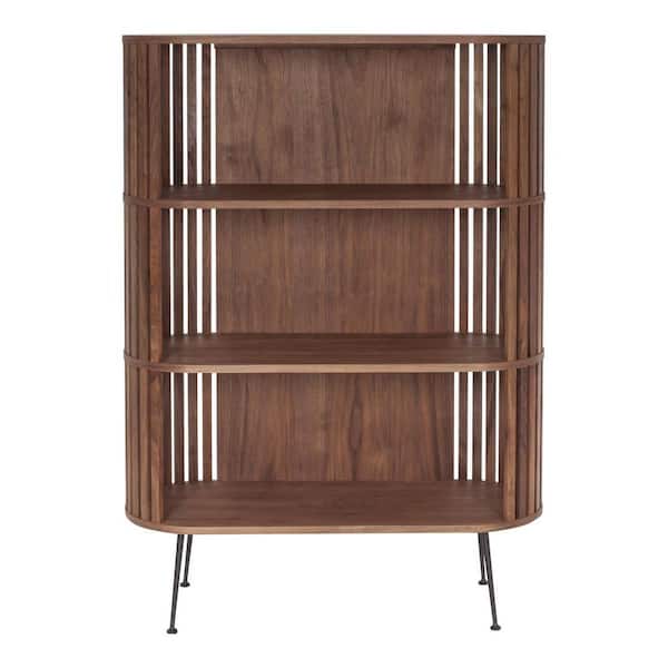 57 in. Tall Natural, Brown Wood 3 Shelf Standard Bookcase