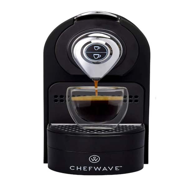 CHEFWAVE 3-Cup Black Stainless Steel Espresso Machine