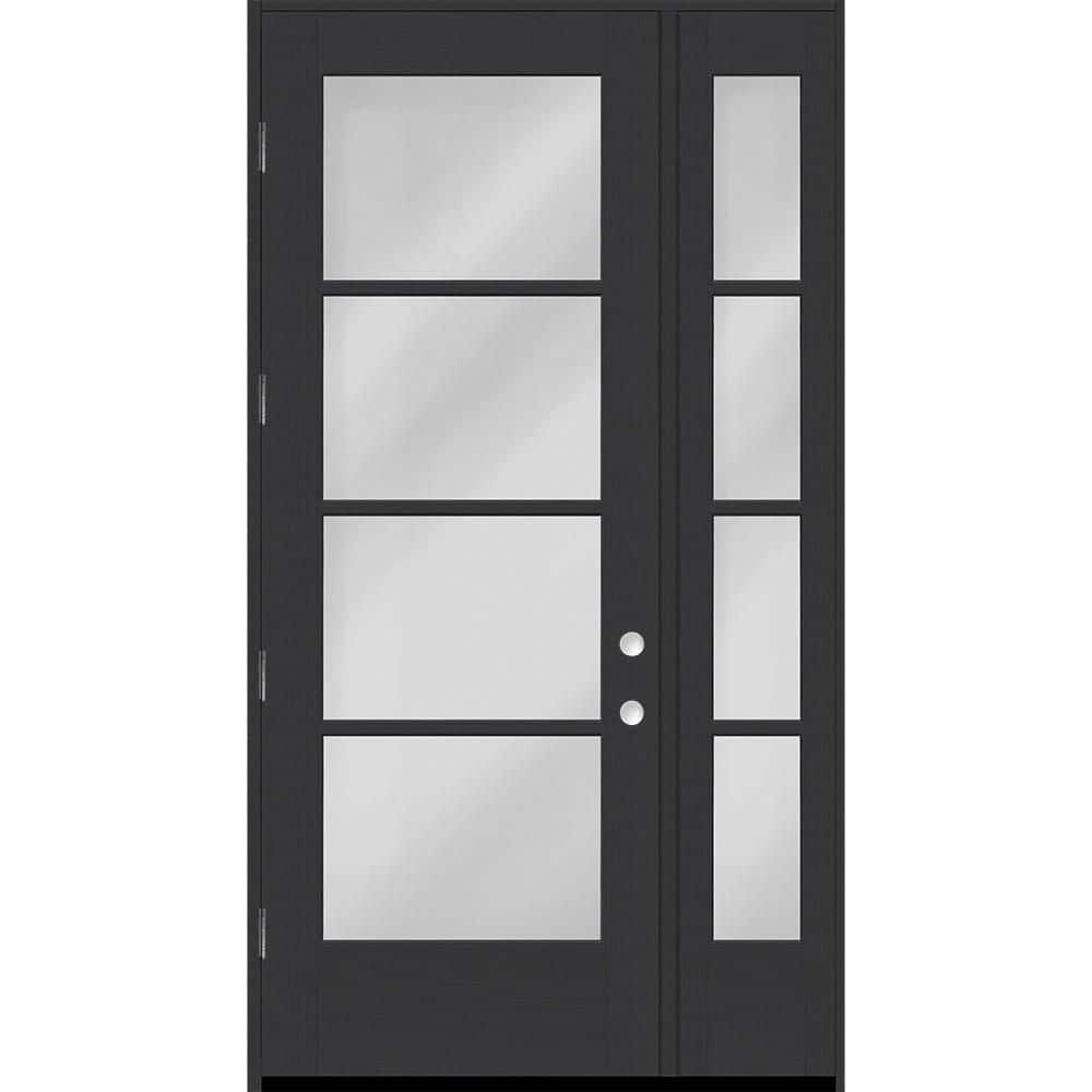 "Legacy 51 in. x 96 in. Icon 4-Lite Modern Clear Glass RHOS Black Fiberglass Prehung Front Door with12""SL 6-9/16"" Jamb" price history on PriceWatchPro