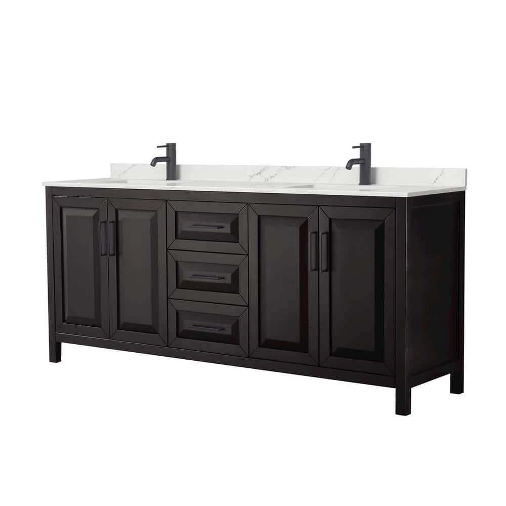Daria 80 in. W. x 22 in. D x 35.75 in. H Double Bath Vanity in Dark Espresso with Giotto Quartz Top price history on PriceWatchPro