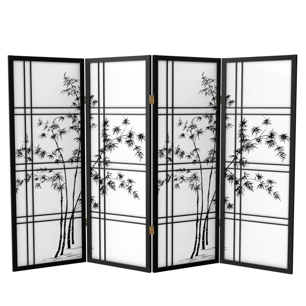 4 ft. Black 4-Panel Room Divider