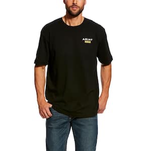 Men's Size 3X-Large Black Rebar Cottonstrong Short Sleeve Logo Work T-Shirt