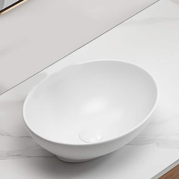 16.14 in. x 13.39 in. Vessel Bathroom Sink in White Ceramic