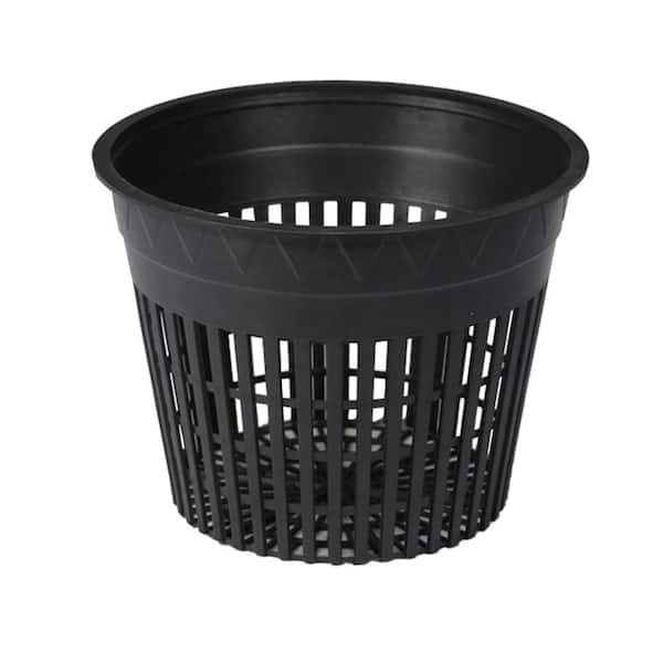Hydro Crunch 3 in. Black Round Cup with Slotted Black Plastic Mesh Net Pot (48-Pack)