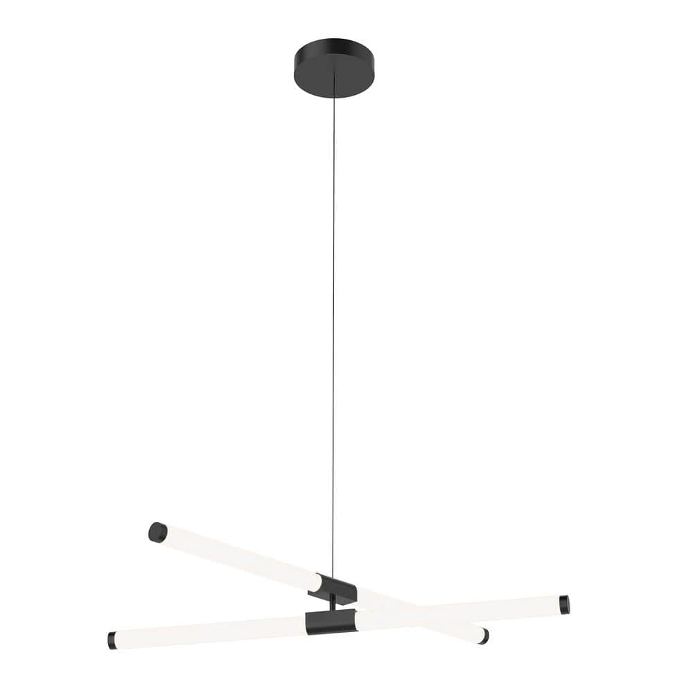 Akari Black LED Linear Chandelier with Metallic Finish