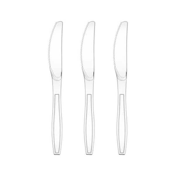 Clear Transparent Disposable Plastic Tableware Knives Heavy Duty Solid BPA-Free Heat Resistant 50 Per Case
