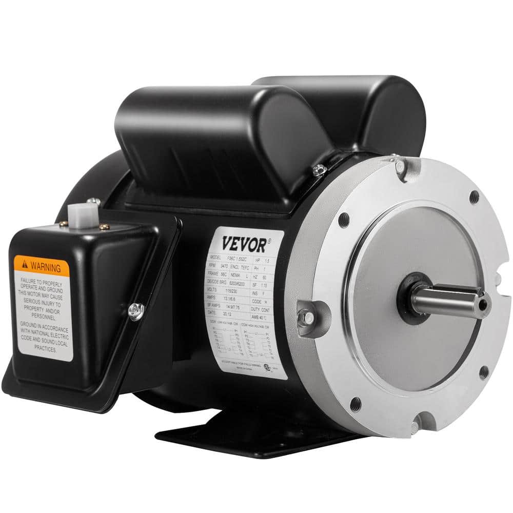 VEVOR 1.5 HP Compressor Electric Motor 5/8 in. Shaft Diameter 3450 RPM  Reversible Single Phase 56 Frame Air Compressor Motor DJ121556000000001V6 -  The Home Depot