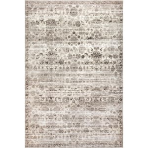 Aitana Floral and Paisley Machine Washable Taupe 2 ft. x 8 ft. Oriental Runner Rug