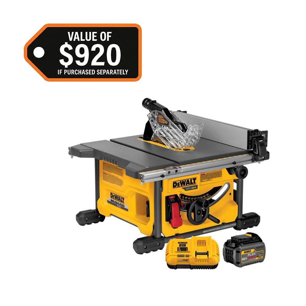 DEWALT FLEXVOLT 60V MAX Cordless Brushless 8-1/4 in. Table Saw Kit with (1) FLEXVOLT 6.0Ah Battery (DCS7485T1)