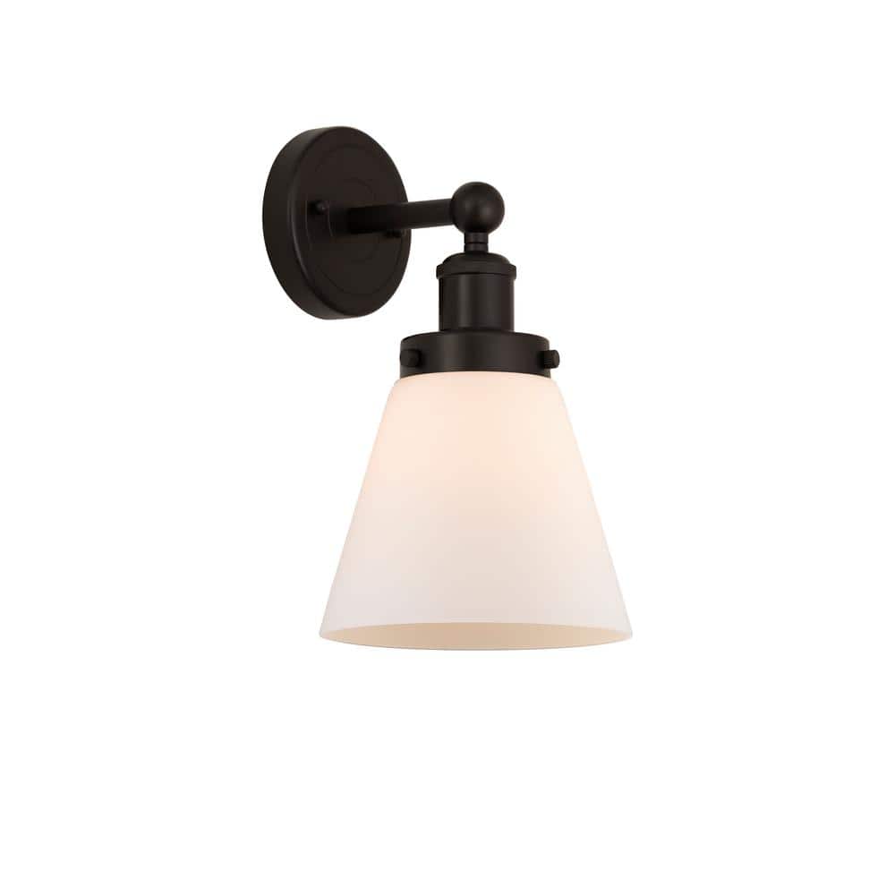 Cone 1-Light Oil Rubbed Bronze, Matte White Wall Sconce with White Glass Shade price history on PriceWatchPro